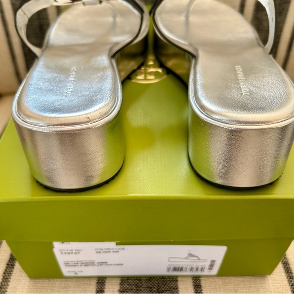 Tory Burch Silver Miller Platform Women's Sandals - Picture 2 of 6